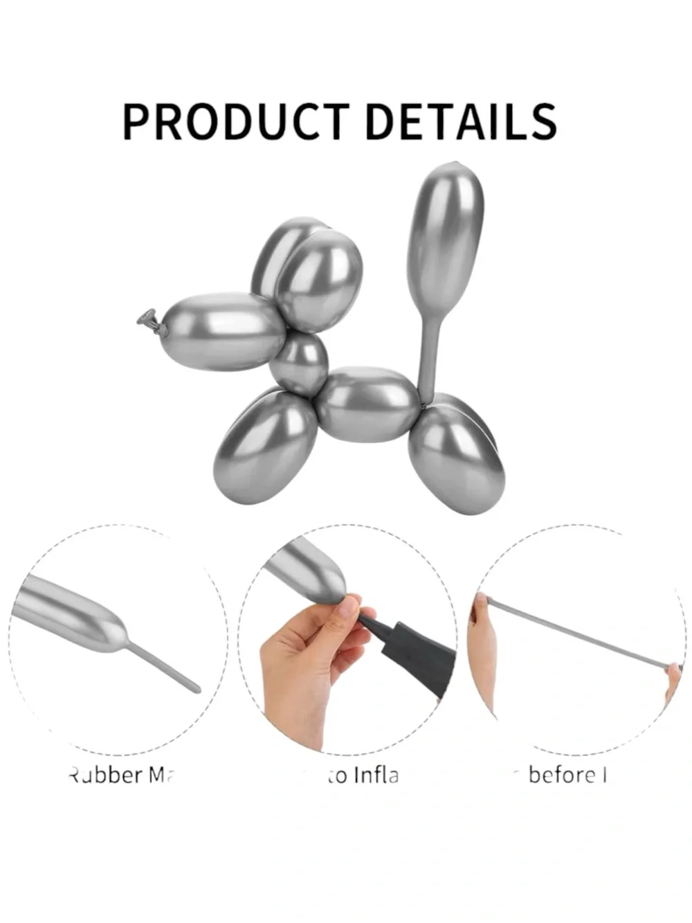 Space Themed Foil Balloons Set of 4 and Long Silver Metallic Balloons Pack of 50